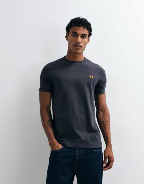 Fred Perry Ringer-T-Shirt in Dunkelgrau - view 1