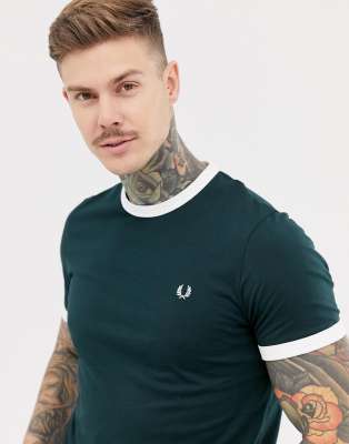 fred perry ringer t shirt green
