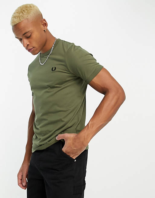 Fred Perry ringer t-shirt in khaki