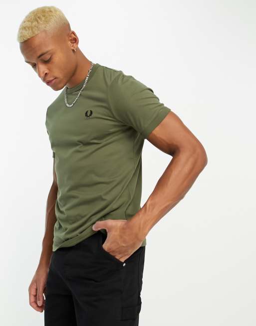 Fred Perry ringer t shirt in khaki