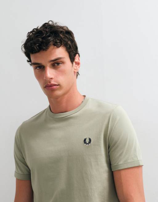 Fred Perry ringer T-shirt in lichtgroen, 3 van 5