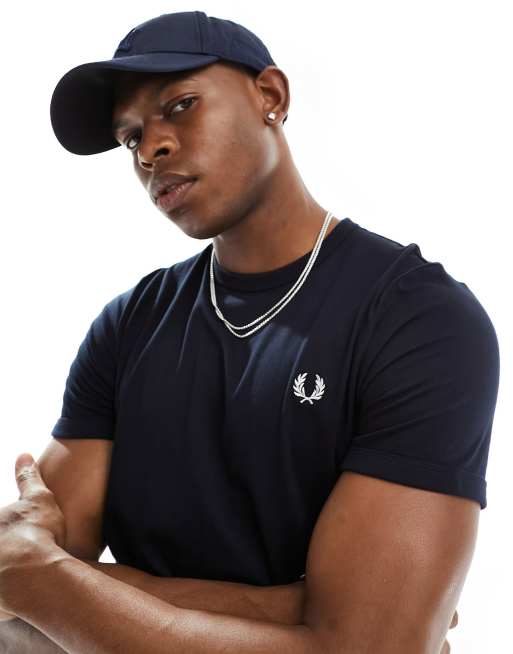 Fred Perry ringer t shirt in navy ASOS