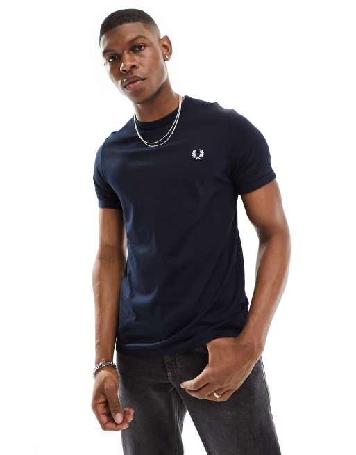 Fred Perry ringer t shirt in navy ASOS