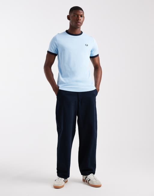 FRED PERRY Cropped Ringer T-Shirt ネイビー Fred Perry cropped ringer T-shirt in navy | ASOS