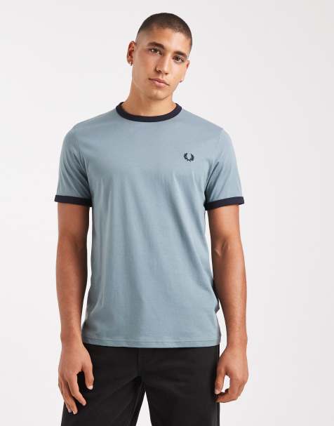 Fred Perry ringer t-shirt in stockport blue - view 1
