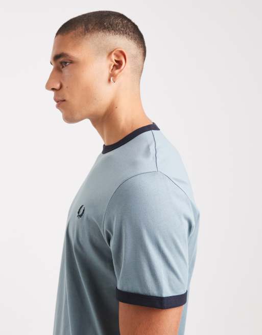 Fred Perry ringer t-shirt in stockport blue, 4 of 5