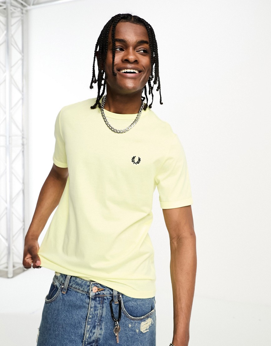 Fred Perry ringer t-shirt in wax yellow
