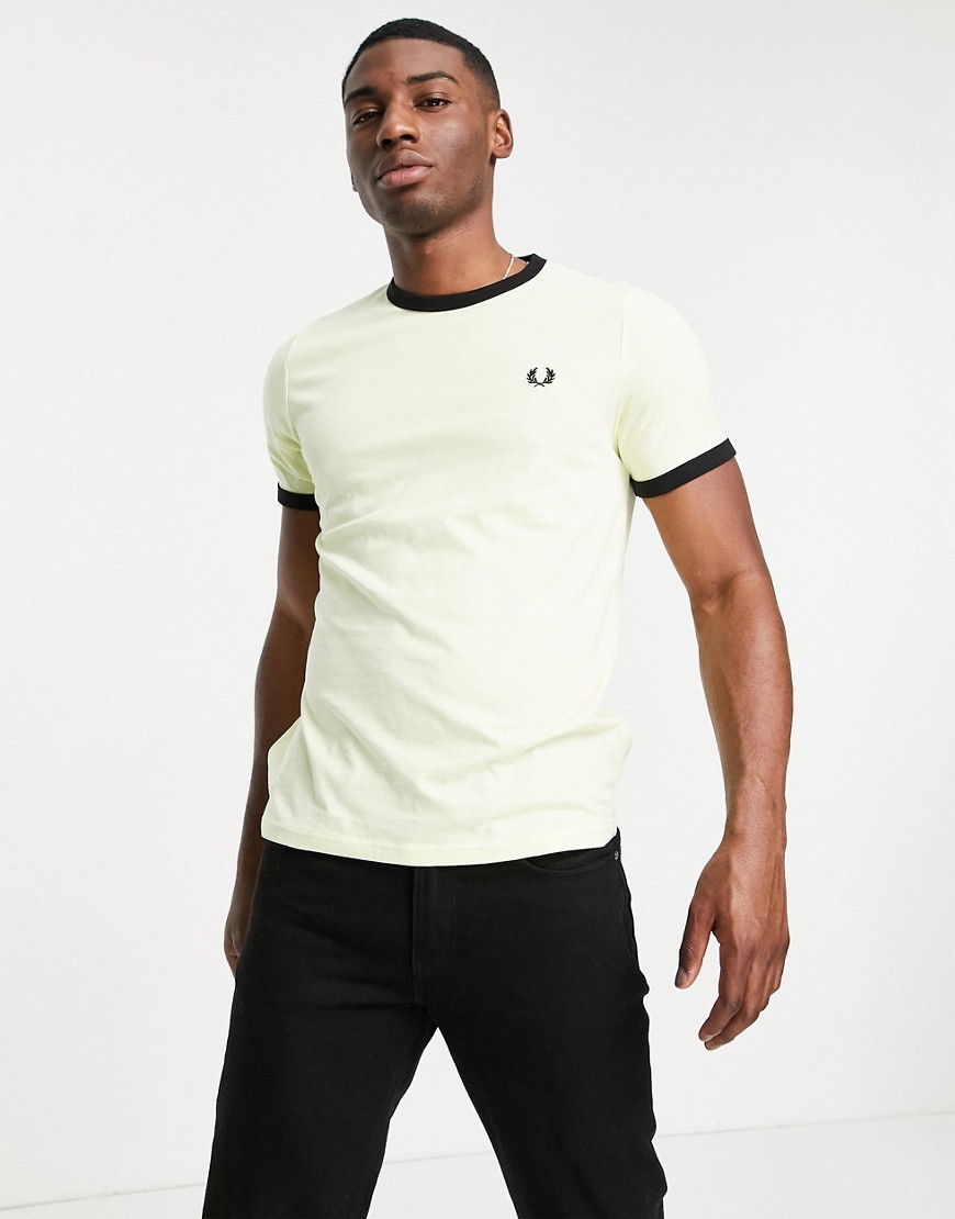 Fred Perry Ringer T-shirt In Yellow