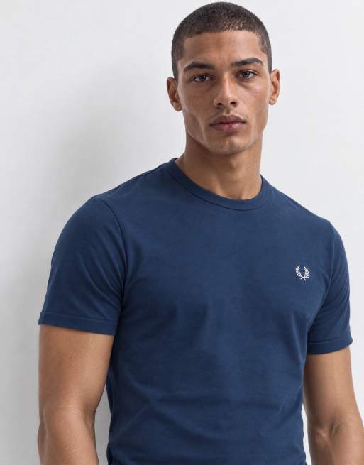 Fred Perry ringer T-shirt met logo en korte mouwen in blauw, 7 van 10