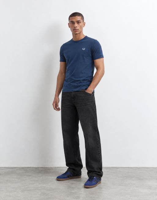 Fred Perry ringer T-shirt met logo en korte mouwen in blauw, 8 van 10