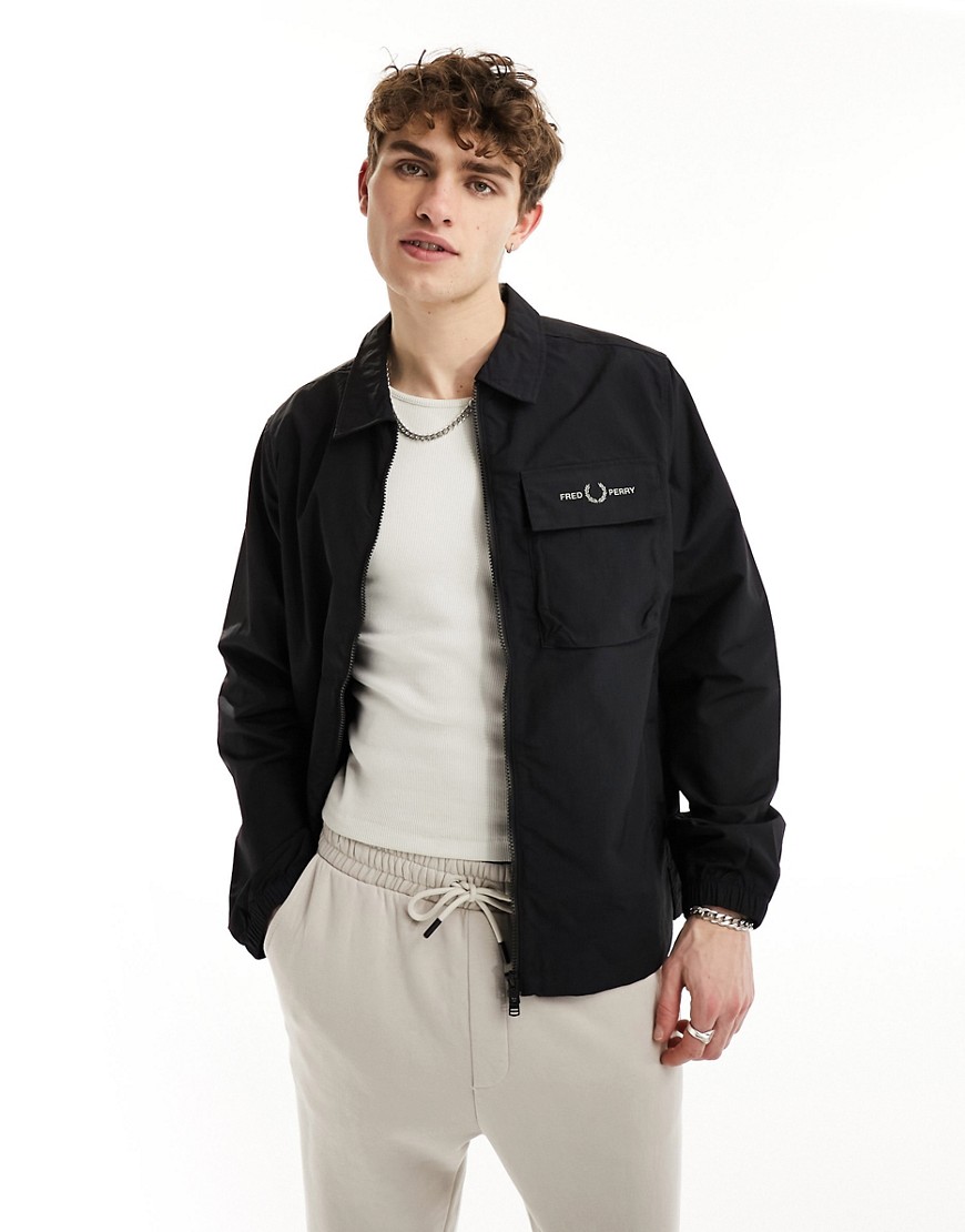 Fred Perry ripstop overshirt in black