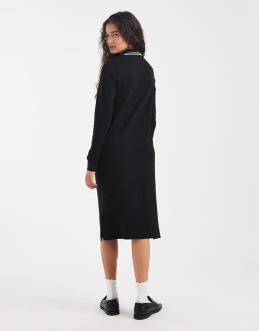 Fred Perry - Robe à col polo à manches longues avec double liseré - Noir, 3 de 4