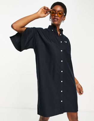 Fred Perry boxy shirt dress with split sleeves in navy - ASOS Price Checker