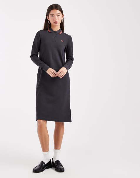 Fred Perry - Robe polo avec bordures à liseré double - Gris foncé - view 1