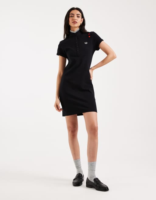 Fred Perry - Robe polo courte à logo et liserés - Noir, 3 de 4