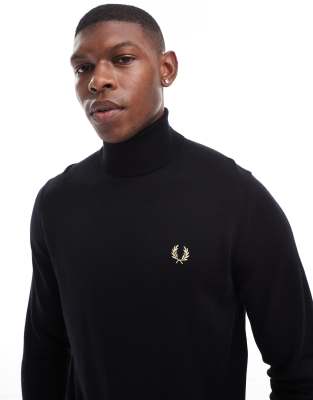 Fred Perry Fred Perry roll neck jumper in black