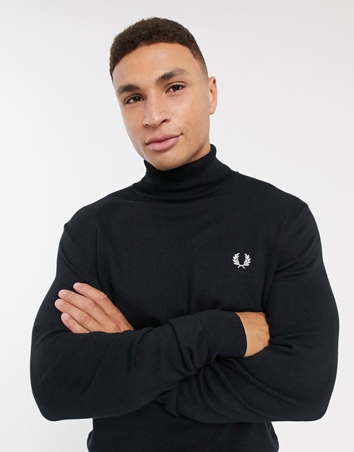 Fred Perry roll neck jumper in black