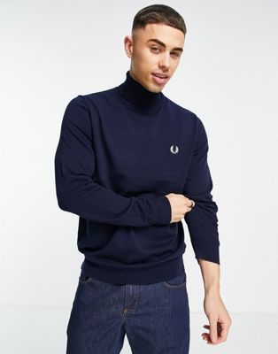 Fred Perry roll neck jumper in navy