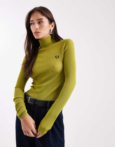 Fred Perry roll neck jumper in green