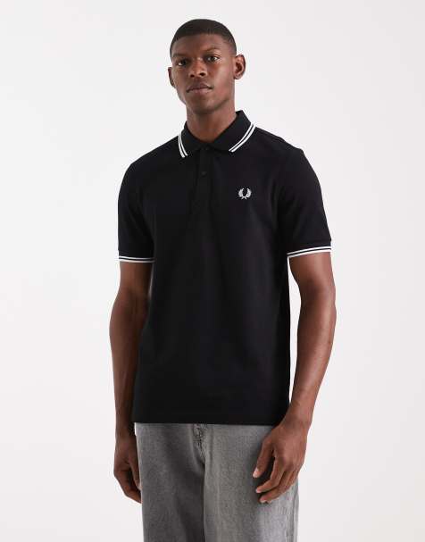 Fred Perry – Schwarzes Polohemd mit Logo und zwei Zierstreifen - view 1