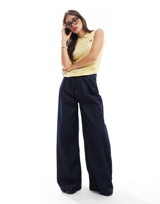 Fred Perry sheer knitted shirt in butter yellow | ASOS