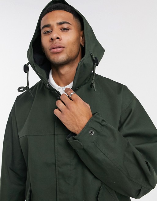 Fred Perry short hooded parka in khaki