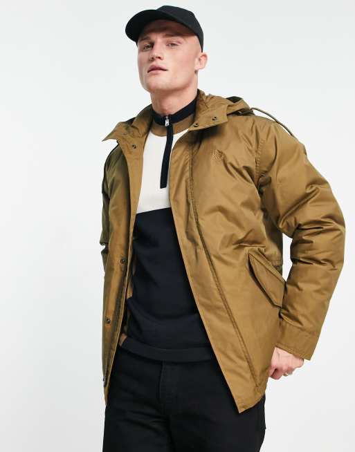 Fred Perry short padded parka jacket in stone