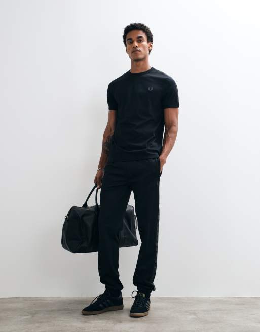 Fred Perry short sleeve contrast taped logo ringer t-shirt in black, 2 of 9