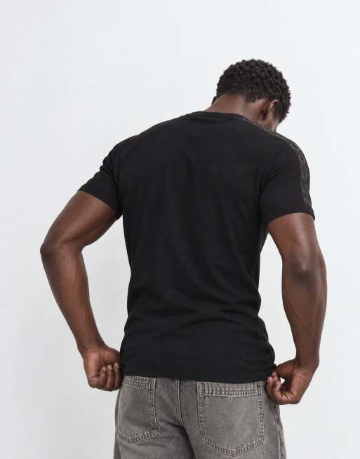 Fred Perry short sleeve contrast taped logo ringer t-shirt in black, 6 of 9