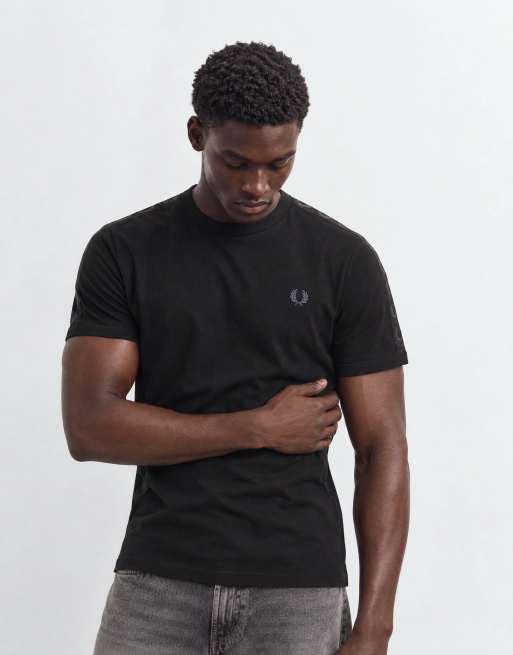 Fred Perry short sleeve contrast taped logo ringer t-shirt in black, 7 of 9