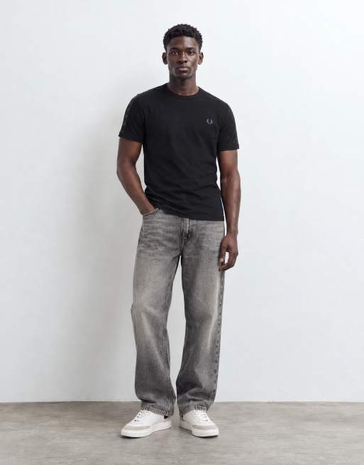 Fred Perry short sleeve contrast taped logo ringer t-shirt in black, 8 of 9