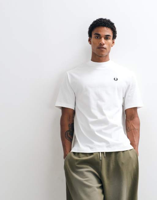 Fred Perry short sleeve digital graphic logo t-shirt with back print in white, 2 of 5