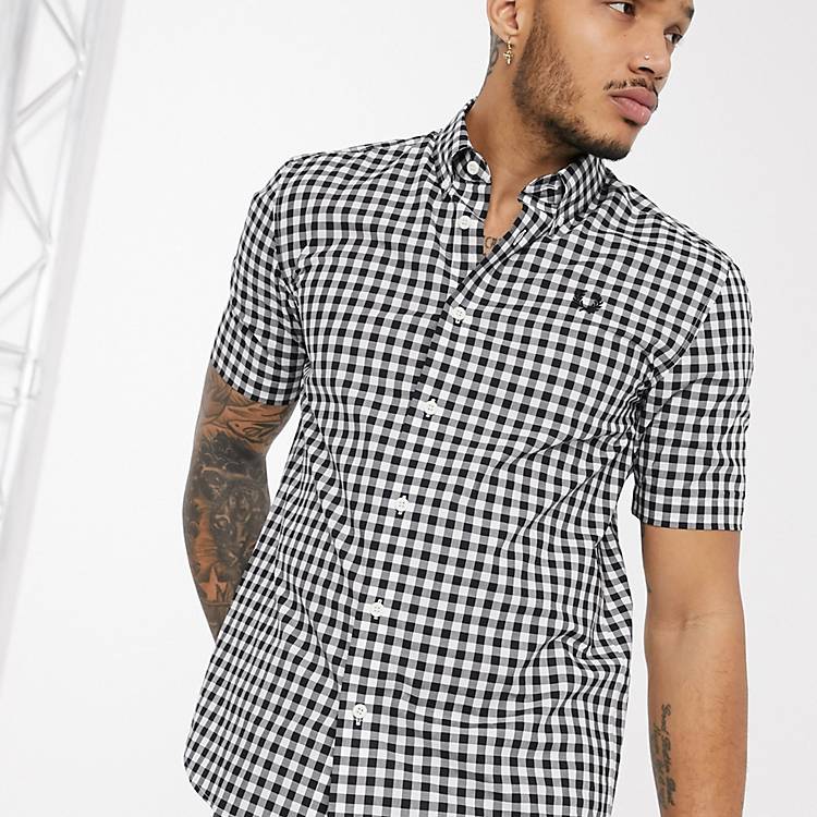 Fred Perry Three Colour Short-Sleeved Gingham Shirt Nettle 