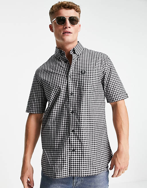 Fred Perry sleeve gingham shirt navy and | ASOS