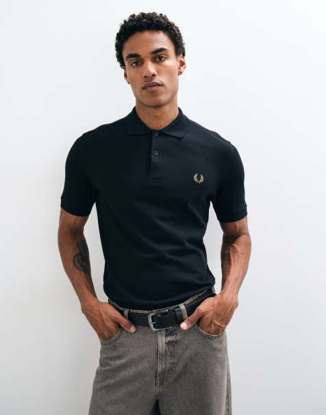 Fred Perry short sleeve logo polo shirt in black - view 1