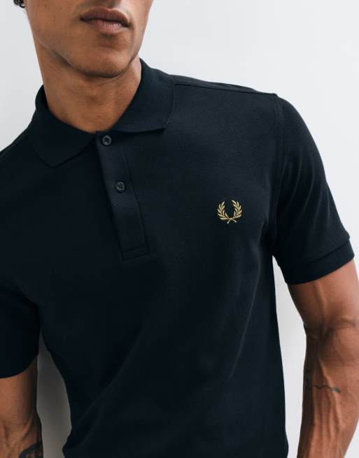 Fred Perry short sleeve logo polo shirt in black, 4 of 5