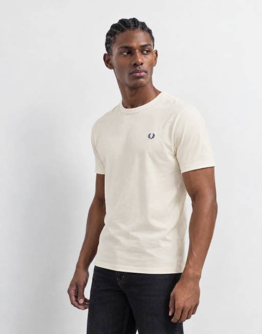 Fred Perry short sleeve logo ringer t-shirt in ecru, 7 of 10