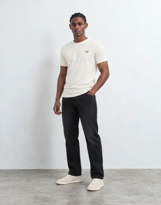 Fred Perry short sleeve logo ringer t-shirt in ecru, 8 of 10
