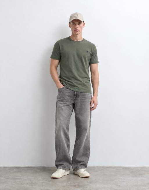 Fred Perry short sleeve logo ringer t-shirt in khaki, 8 of 8