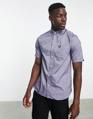 Fred Perry short sleeve oxford shirt in blue