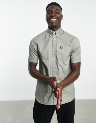 Fred Perry short sleeve oxford shirt in green