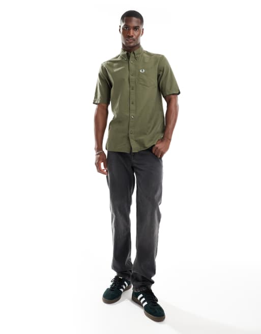Fred Perry short sleeve oxford shirt in green