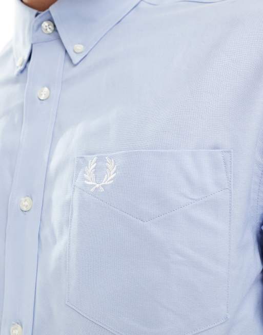 Fred Perry short sleeve oxford shirt in light blue, 3 of 4