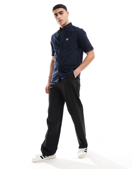 Fred Perry short sleeve oxford shirt in navy, 3 of 4