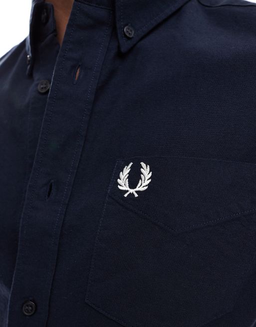 Fred Perry short sleeve oxford shirt in navy, 4 of 4