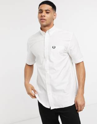 Fred Perry short sleeve oxford shirt in white