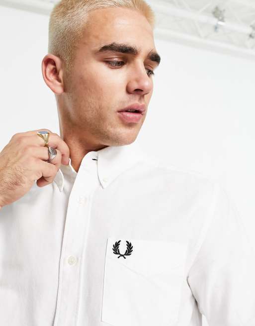 Fred Perry short sleeve oxford shirt in white | ASOS
