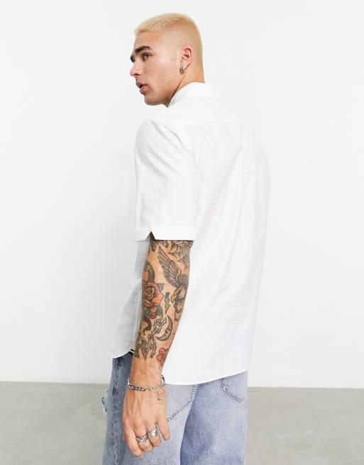 Fred perry white hot sale shirt short sleeve