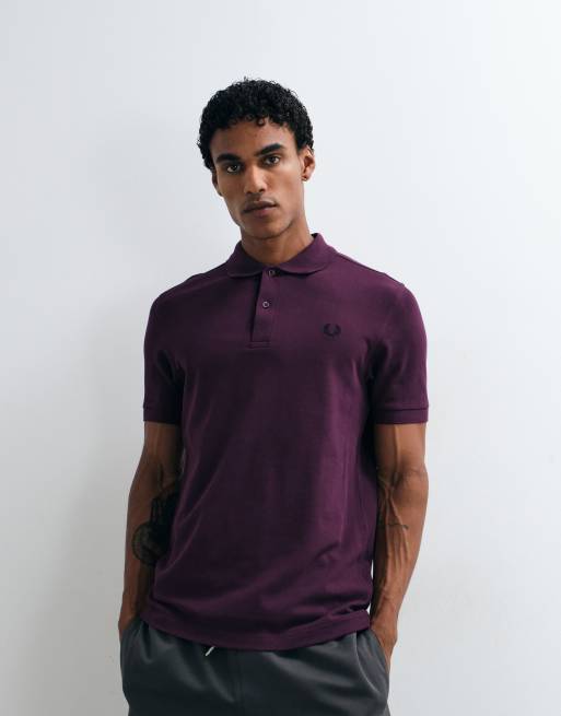 Fred Perry short sleeve polo shirt in plum , 3 of 5