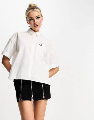 Fred Perry short sleeve shirt in snow white - ASOS Price Checker
